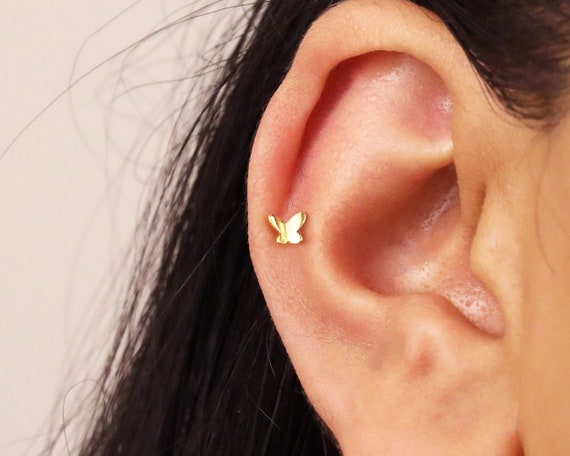 20G/18G/16G Tiny Butterfly Screw Back Earrings Butterfly Stud Earrings  Dainty Earring Minimalist Earring Tiny Gold Stud Earrings 