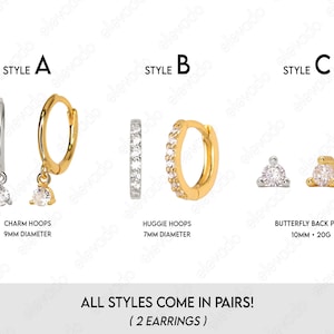 Ensemble cadeau diamant classique Huggie Hoop Boucles d'oreilles délicates ensemble de boucles d'oreilles cadeau prêt cadeau pour elle cadeau pour maman coffret cadeau image 4