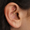 Peridot Dangle Rook Hoop • 18k Gold Plated Sterling Silver Cartilage Earring
