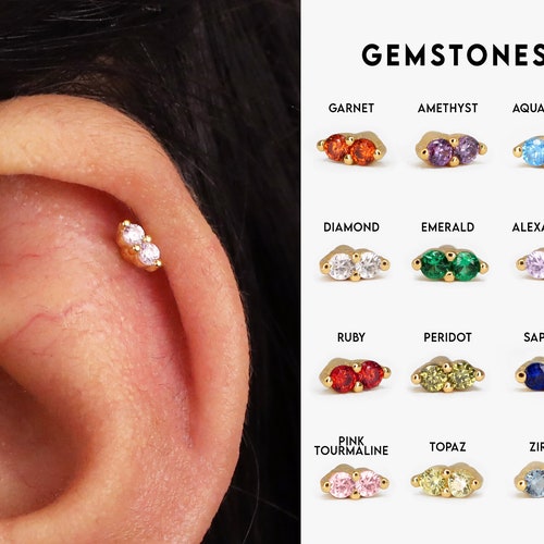 20G/18G/16G Tiny Cartilage Gold Stud Earrings Dainty Tragus Etsy