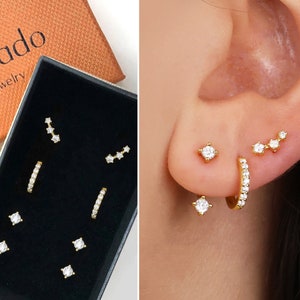 Dainty Everyday Ear Stack Set • gift for her • bridesmaid gift • mothers day gift • gold hoop earrings • minimalist earrings • elevado