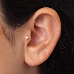 18G/16G Sapphire Diamond Cartilage Flat Back Labret conch earrings tiny studs cartilage stud helix stud tragus stud image 3