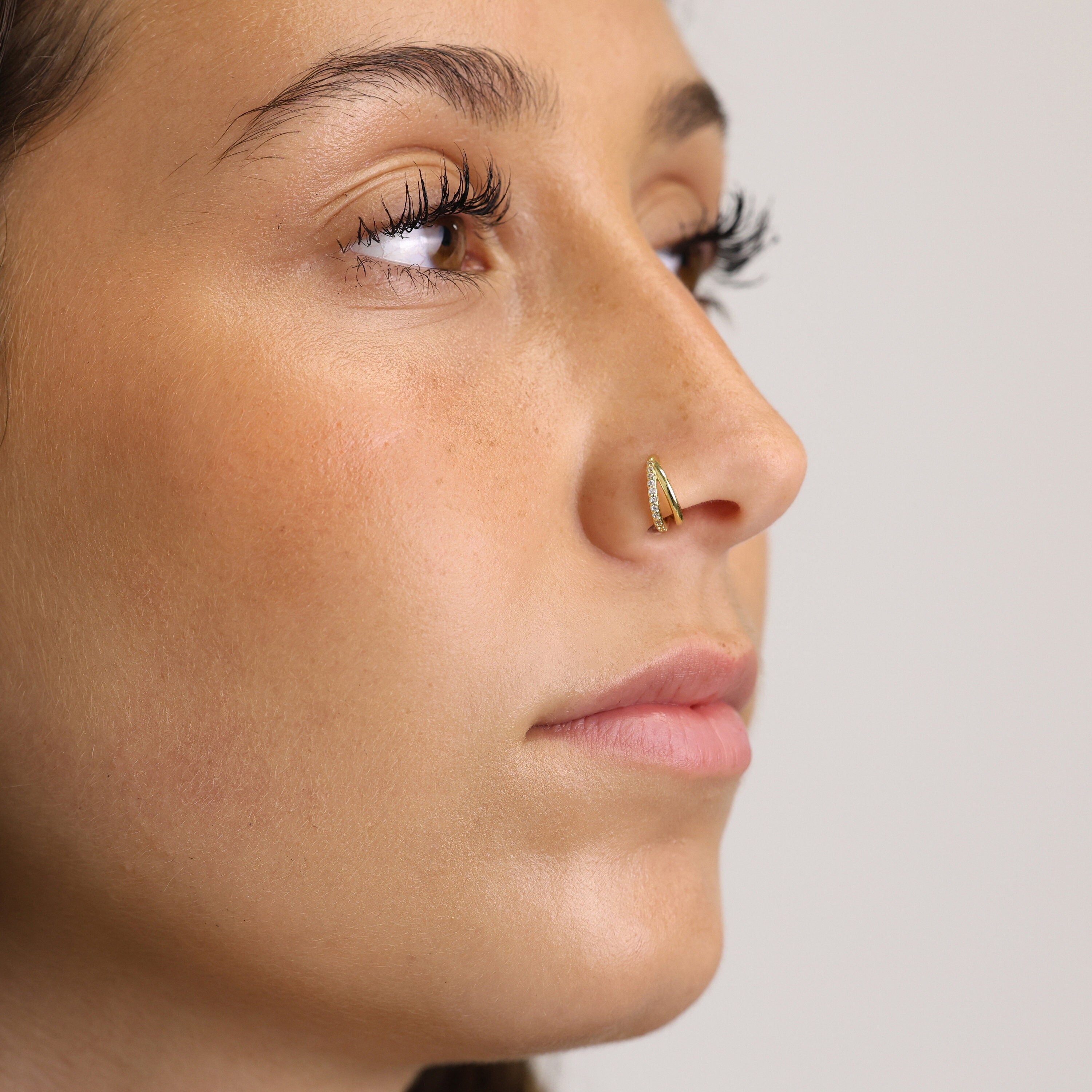 Paved Double Clicker Hoops, Nose Ring, Conch Hoop, Hoop Earring, 16G/18G Septum Hoop • Daith Hoop • Tragus Hoop • Rook Hoop