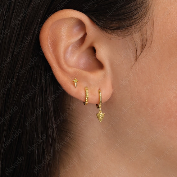 Topaz Spike Charm Hoop Earring Set • Gift for Her • Topaz Gift