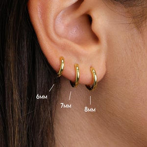 Simple Everyday Huggie Hoop Earrings rounded hoop earrings cartilage hoop gold conch hoop small helix hoop huggie tragus hoop image 4