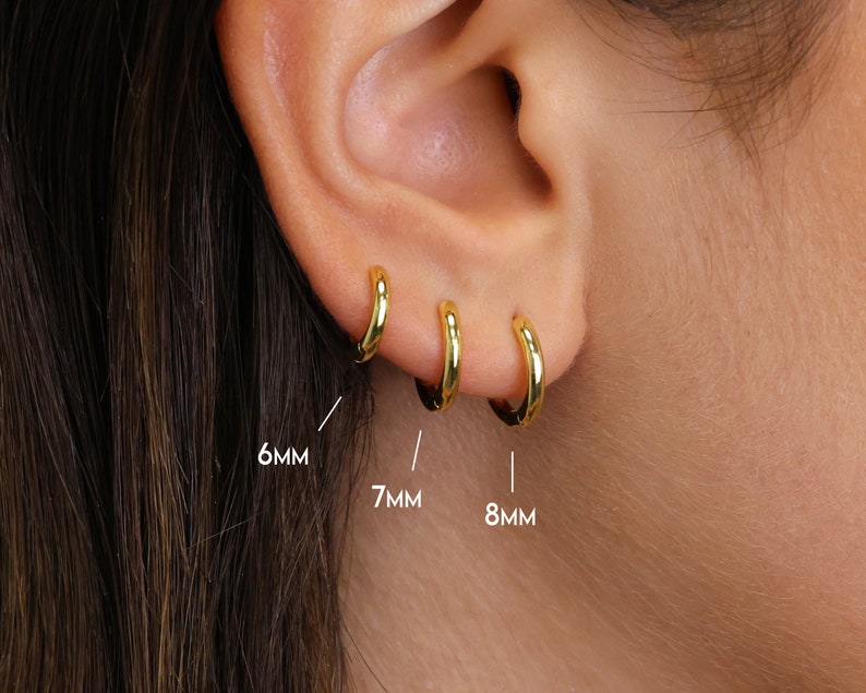 Simple Everyday Huggie Hoop Earrings rounded hoop earrings cartilage hoop gold conch hoop small helix hoop huggie tragus hoop image 4