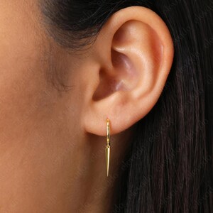 Spike Earrings • small hoop earrings • edgy earrings • dainty hoops • tiny hoops • huggie hoop earrings • gold • silver image 4