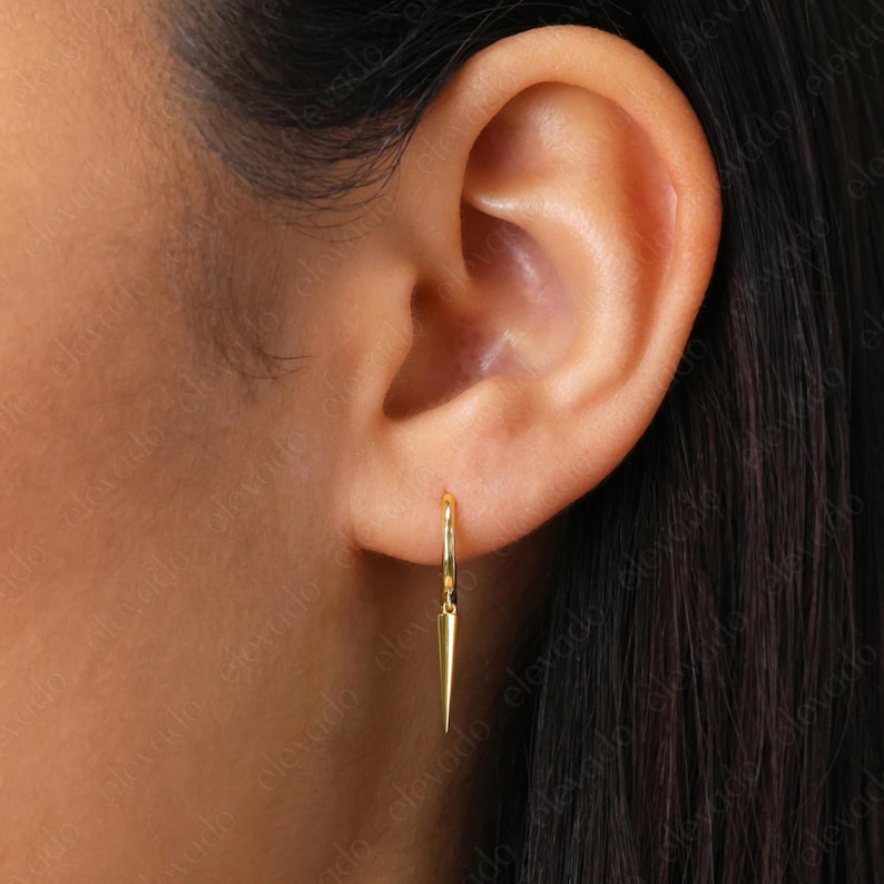 Spike Earrings • small hoop earrings • edgy earrings • dainty hoops • tiny hoops • huggie hoop earrings • gold • silver image 4