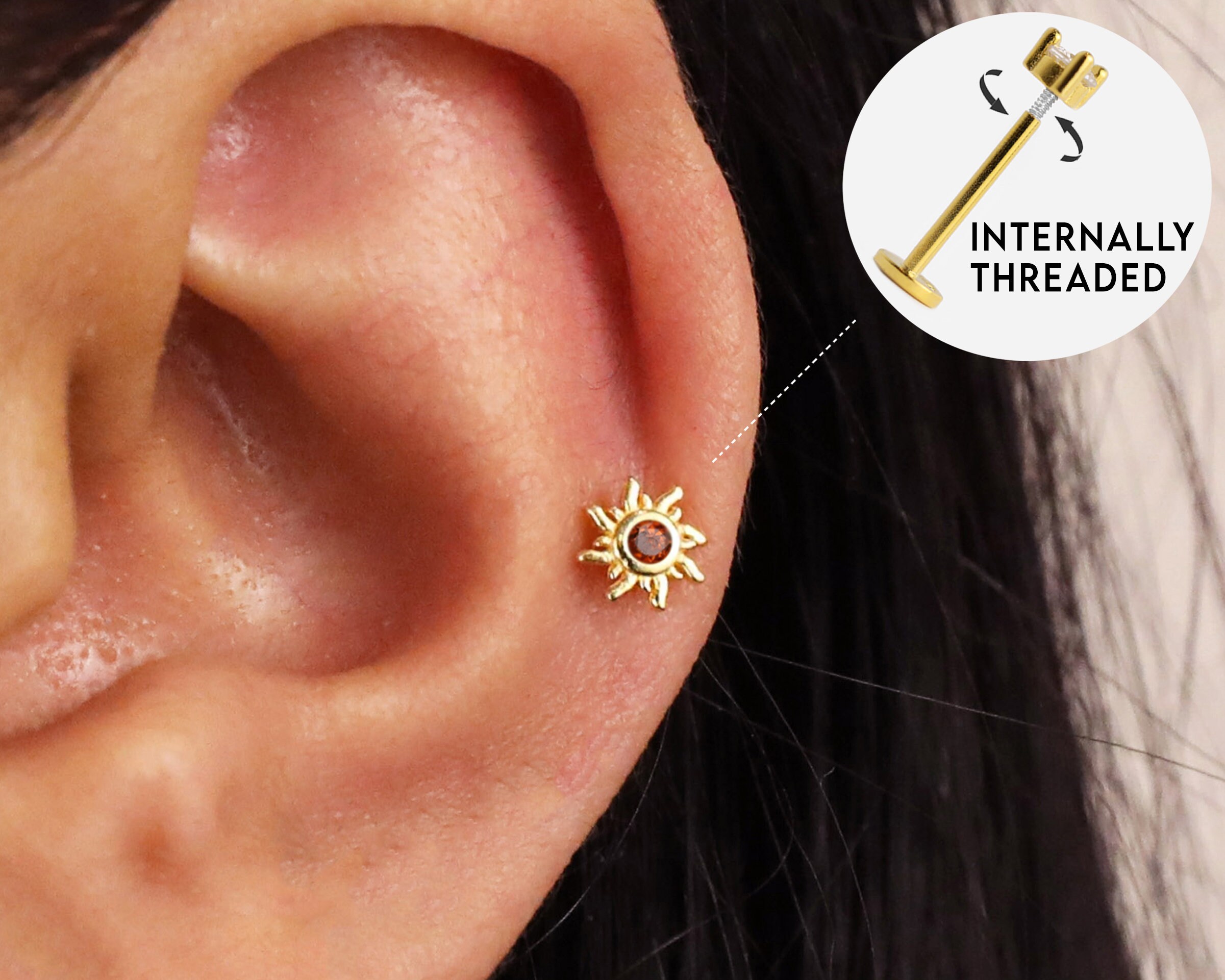 Sun tragus best sale earring