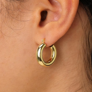 Thick Chunky Hoop Earrings • chunky hoops • dainty hoop earrings • silver hoop earrings • huggie hoop earrings • tiny hoops