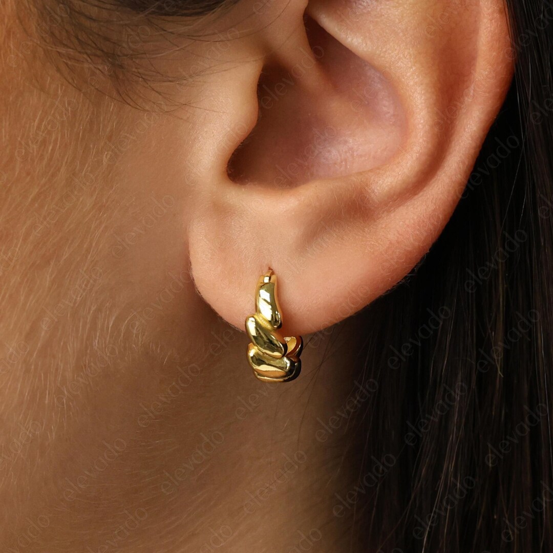 Large Tapered Hoop Earrings Pale Gold