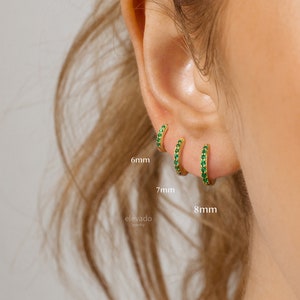 18G Emerald Cartilage Huggie Hoop Earrings simple everyday earrings emerald earrings elevado jewelry minimalist earrings image 7