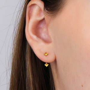 Front Back Earrings ear jacket dainty ear jacket gold earrings ear jacket earrings minimal earring cz ear jacket ear jacket imagem 9