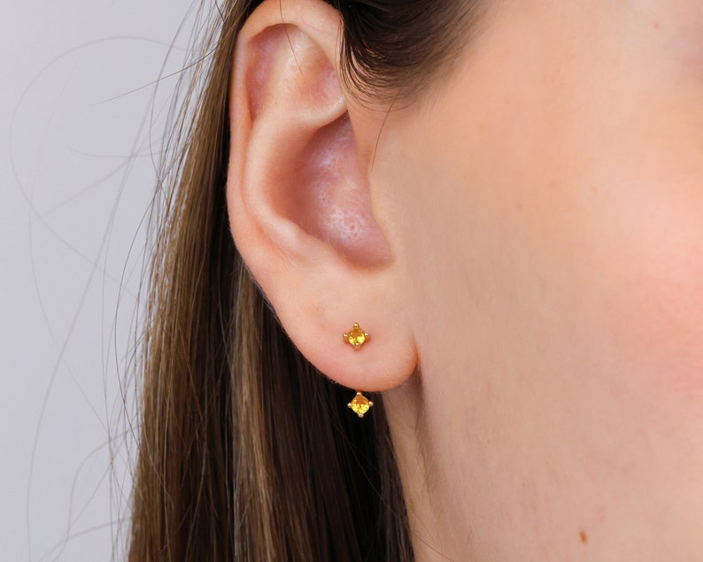 Front Back Earrings ear jacket dainty ear jacket gold earrings ear jacket earrings minimal earring cz ear jacket ear jacket imagem 9