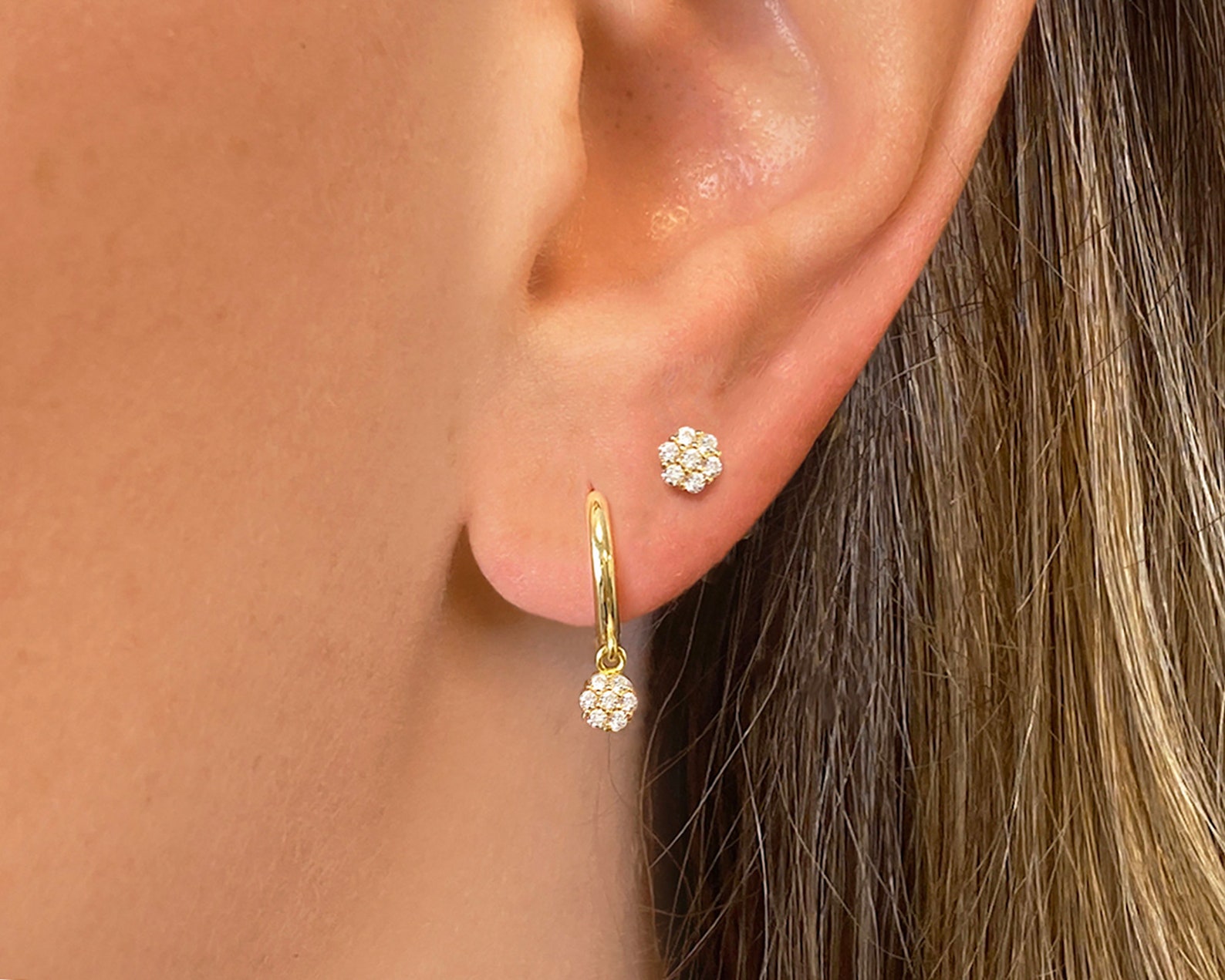 Honeybee Hoop & Charm Earring Champagne