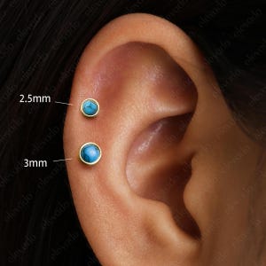 18G/16G Turquoise Flat Back Labret Stud • Cartilage Earring • Tragus • Conch Stud • Cartilage Stud • Flat back Labret • Turquoise Earring