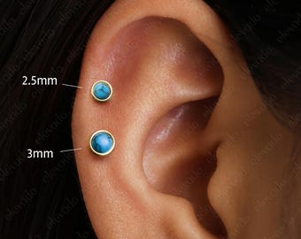 18G/16G Turquoise Flat Back Labret Stud • Cartilage Earring • Tragus • Conch Stud • Cartilage Stud • Flat back Labret • Turquoise Earring