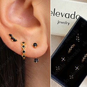 Black Onyx Bezel Everyday Earring Gift Set • black onyx earrings jewelry • gift ready • gift for her • minimalist jewelry • gift set