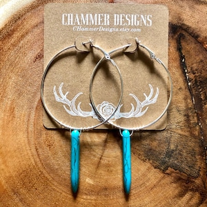 Silver Hoop Turquoise Earrings