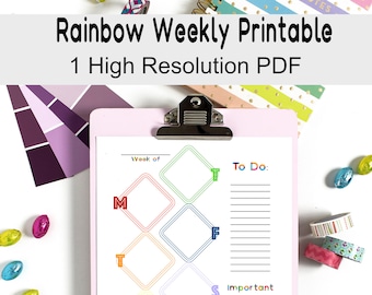 Rainbow Weekly Printable Diamond Shaped Days