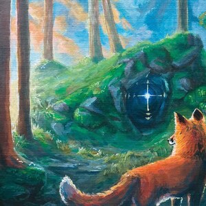 Upptäckt - Röd rävtryck, rävväggkonst, skogskonsttryck, fantasidekor, magiska gåvor, nyckfull konst, förtrollad skog, cottagecore-konst bild 2