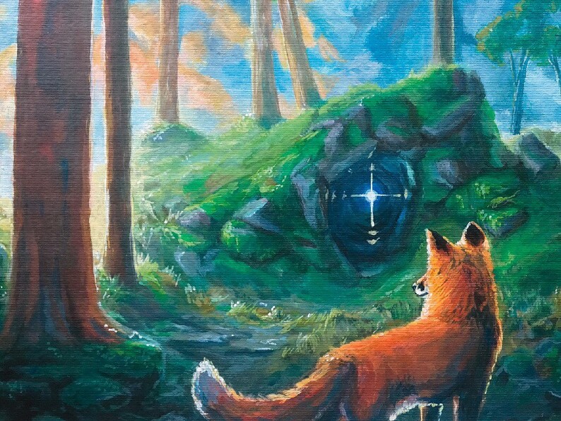 Upptäckt - Röd rävtryck, rävväggkonst, skogskonsttryck, fantasidekor, magiska gåvor, nyckfull konst, förtrollad skog, cottagecore-konst bild 2
