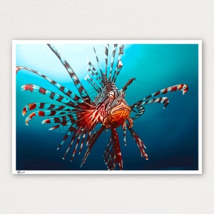 Poisson-papillon - impression d&#39;art fantastique - peinture d&#39;aquarium, art de poisson marin, peinture de poisson-papillon, impression d&#39;art, décor d&#39;aquarium