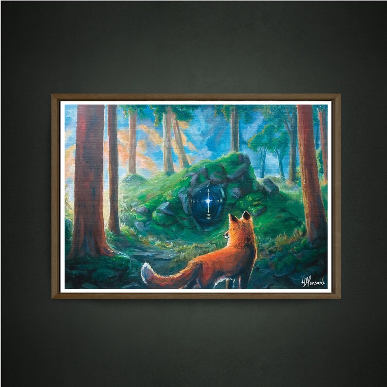 Upptäckt - Röd rävtryck, rävväggkonst, skogskonsttryck, fantasidekor, magiska gåvor, nyckfull konst, förtrollad skog, cottagecore-konst bild 4