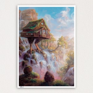 Baba Yaga Fantasy Kunstdruck, Mythen und Legenden, Folklore, Märchen, Fantasy, Folklore, Hexe Wandbehang, Hexen Print