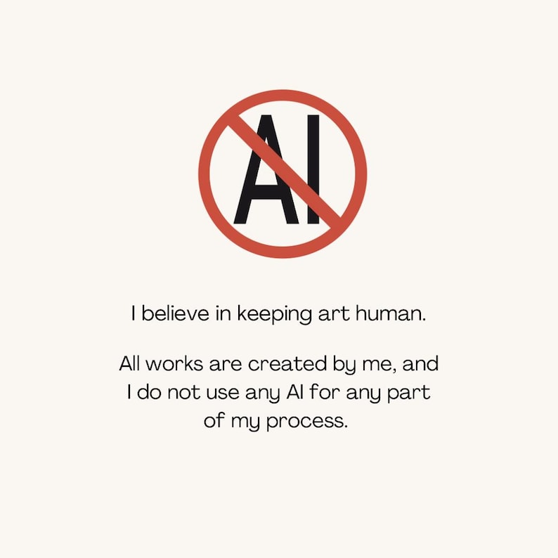 a sign that says i believe in keeping art human all works are created by me