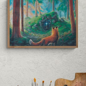 Upptäckt - Röd rävtryck, rävväggkonst, skogskonsttryck, fantasidekor, magiska gåvor, nyckfull konst, förtrollad skog, cottagecore-konst bild 8