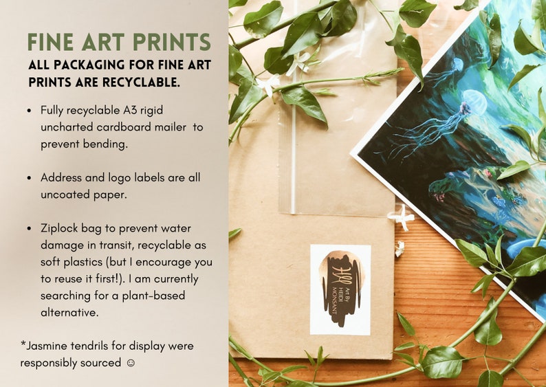 Fine art prints are shipped in eco-friendly packaging. fantasy art prints by Australian artist Heidi Monsant