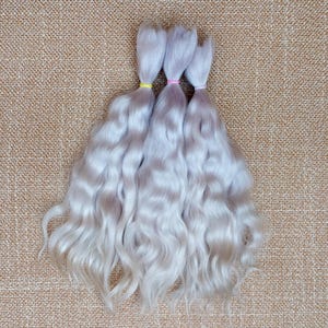 Premium mohair hair for doll , 7,5&quot;( 19-20sm) light silver #3 Angora mohair for doll reborn mohair locks for doll Waldorf BJD Blythe
