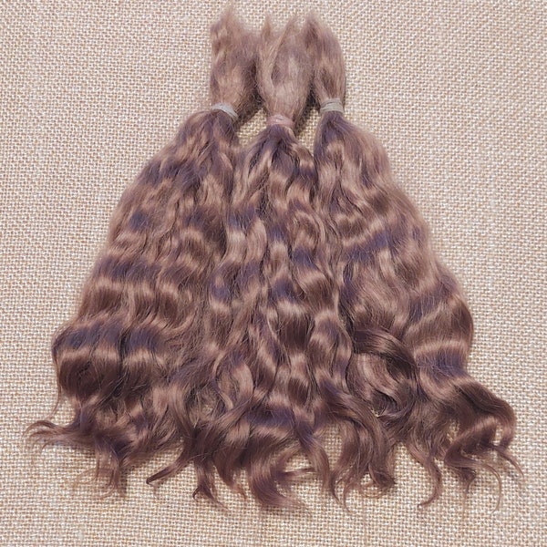 Premium Mohair Haar für Puppe, 18-19sm hellbraun #34 Angora Mohair für Puppenlocken für Puppe Waldorf BJD Blythe reborn