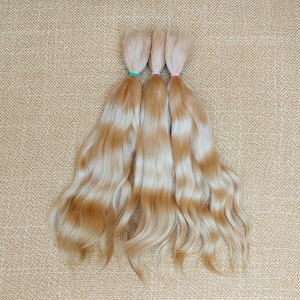 Premium mohair hair for doll , 8,5&quot;(21-22sm) light beige  #16 Angora mohair for doll  mohair locks for doll Waldorf BJD Blythe