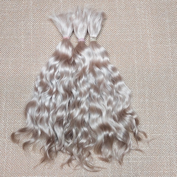 Premium mohair hair for doll , 8"(20-21sm) light blond #60 Angora mohair for doll  mohair locks for doll Waldorf BJD Blythe