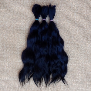 Premium mohair hair for doll , 8,5&quot;( 22-23sm) black blue  #2 Angora mohair for doll reborn mohair locks for doll Waldorf BJD Blythe
