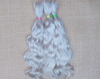 Premium mohair hair for doll , 8,5"( 22-23sm)light silver #31 Angora mohair for doll reborn mohair locks for doll Waldorf BJD Blythe reborn
