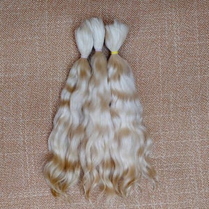 Premium mohair hair for doll , 8,5&quot;(21-22sm)  light blond #5 Angora mohair for doll  mohair locks for doll Waldorf BJD Blythe