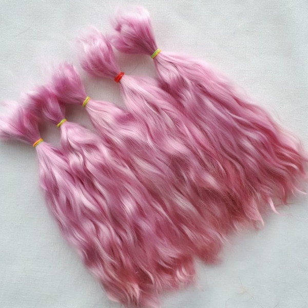 Premium mohair hair 8,5" light pink  (20-21 sm) #39 repair doll hair, mohair locks, organic hair for doll Waldorf, BJD, Blathe, reborn.