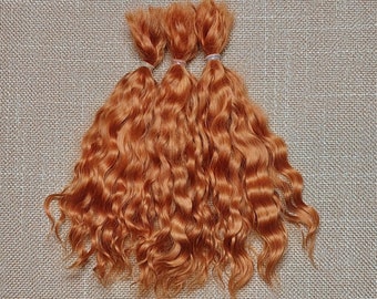 Premium mohair hair for doll , 7"( 18-19sm) red copper #65 Angora mohair for doll  locks for doll Waldorf BJD Blythe and others