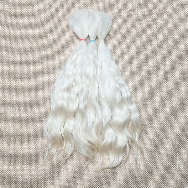 Longs cheveux en mohair pour poupée, 24-25 cm (25 cm) non peints #66 Mohair angora pour poupée Reborn mèches en mohair pour poupée Waldorf BJD Blythe