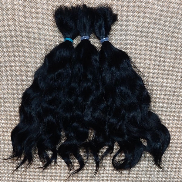 Cheveux en mohair haut de gamme pour poupée, 18-19 cm (7 po.) noir # 55 Mohair angora pour poupée serrures pour poupée Waldorf BJD Blythe et autres