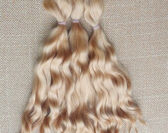 Premium mohair hair for doll , 7,5"( 19-20sm) light golden #62 Angora mohair for doll reborn mohair locks for doll Waldorf BJD Blythe reborn