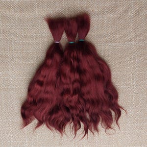 Premium mohair hair for doll , 8,5&quot;(21-22sm) mahogany  #201 Angora mohair for doll  mohair locks for doll Waldorf BJD Blythe