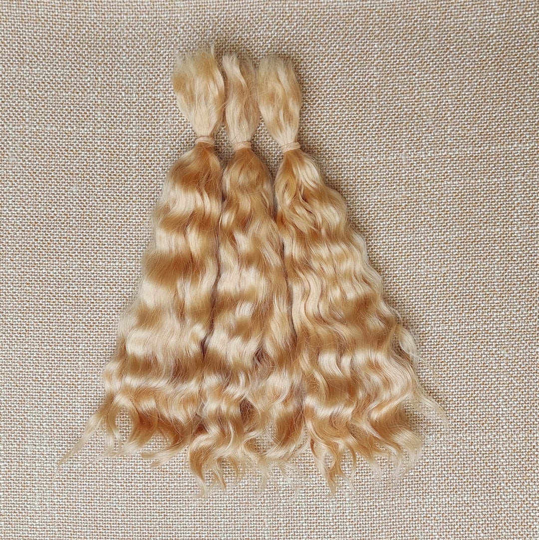 Premium Mohair Hair for Doll , 82021sm Light Golden 24 Angora Mohair for Doll Reborn Mohair