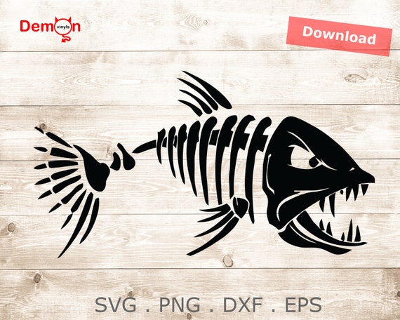 Download Angry Fish Skeleton Logo Fishing Svg Eps Png Dxf Vector Etsy
