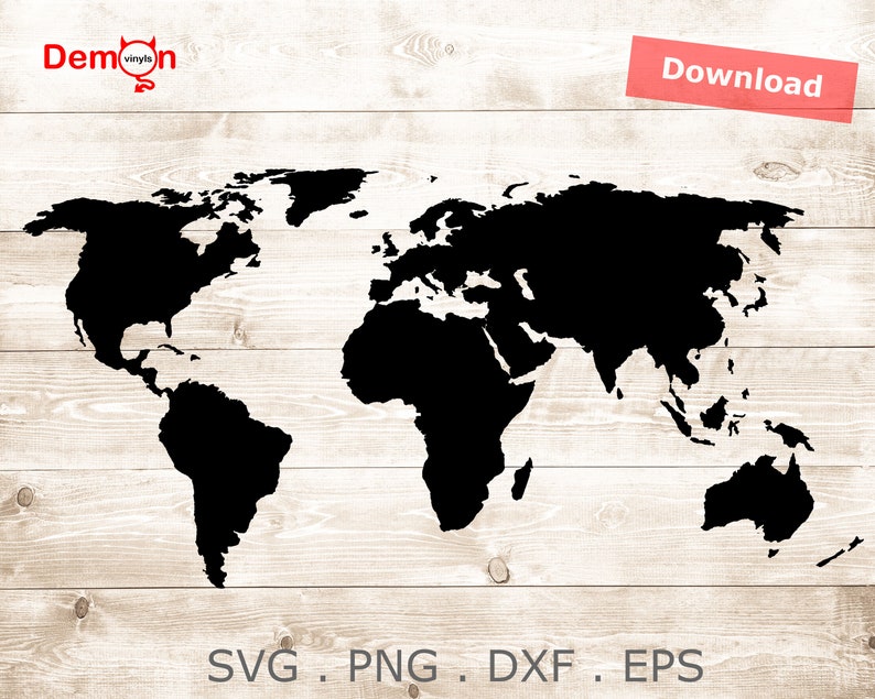TShirt Cricut Decals The World Map Cut File For Silhouette Cameo SVG png DXF EPS Instant File Download