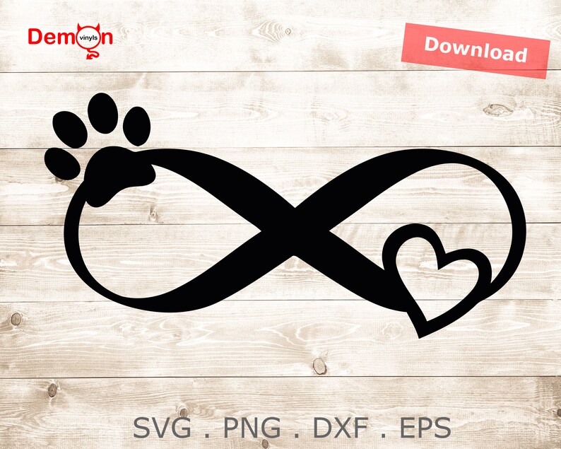 Download Love Dog Paw Infinity Svg Eps Png Dxf Dog Cut File Instant Download For Cricut Silhouette Cameo Cutter Plotter Drawing Illustration Art Collectibles Kromasol Com