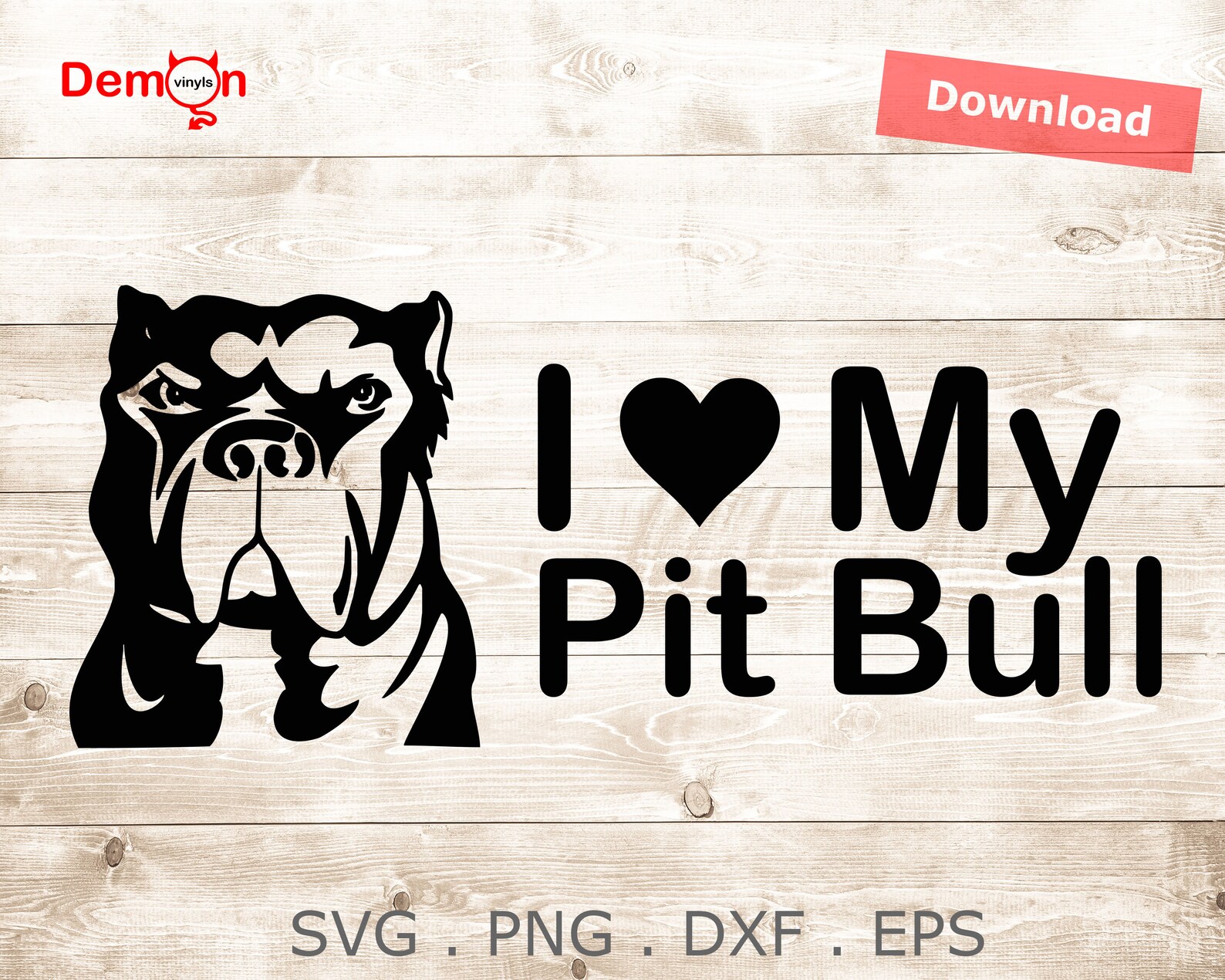 I Love My Pitbull Dog SVG eps png dxf Instant Download Vinyl | Etsy